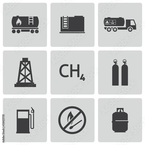 Vector black natural gas icons set