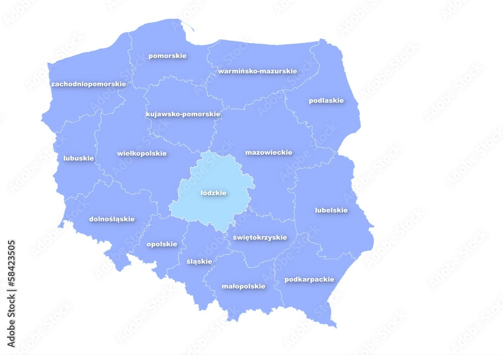 Naklejka premium Administracyjna mapa polski