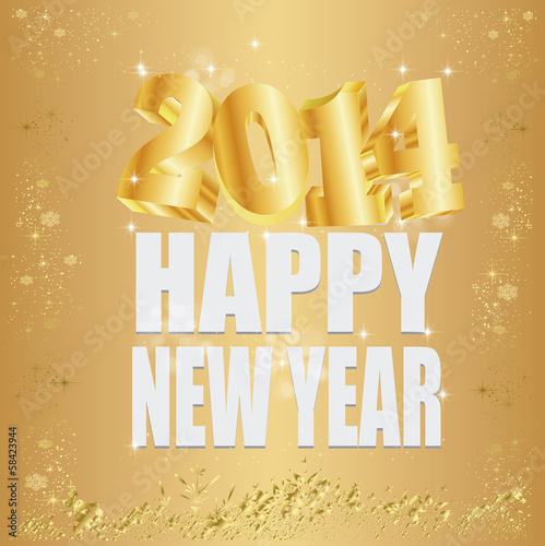 New Year  2014  gold background