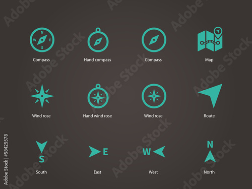 Bild auf Leinwand Compass icons.