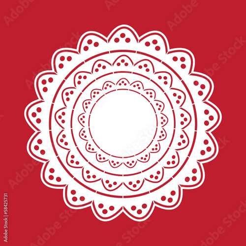 big openwork lacy beautiful elegant napkin on red backround