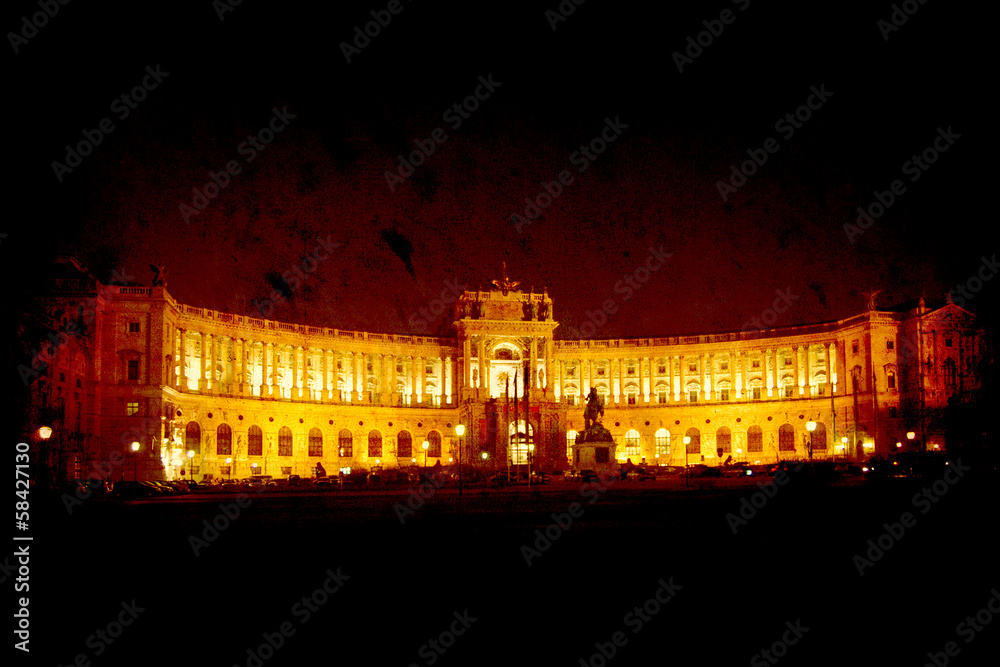 Naklejka premium Retrobild - Hofburg bei Nacht