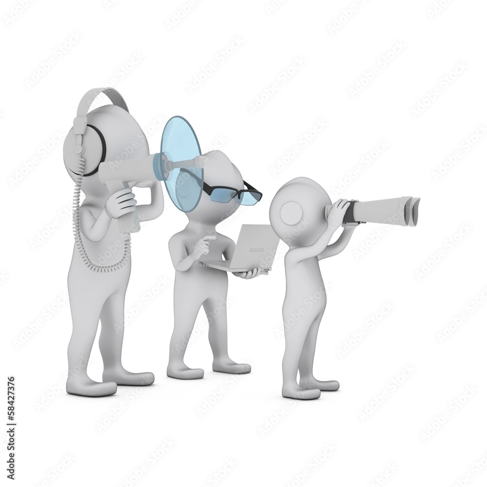 機器を用いて市場調査をする3人のイラスト Stock イラスト Adobe Stock