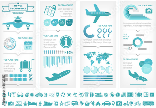 Flat Infographic Elements plus Icon Set. Vector EPS 10.