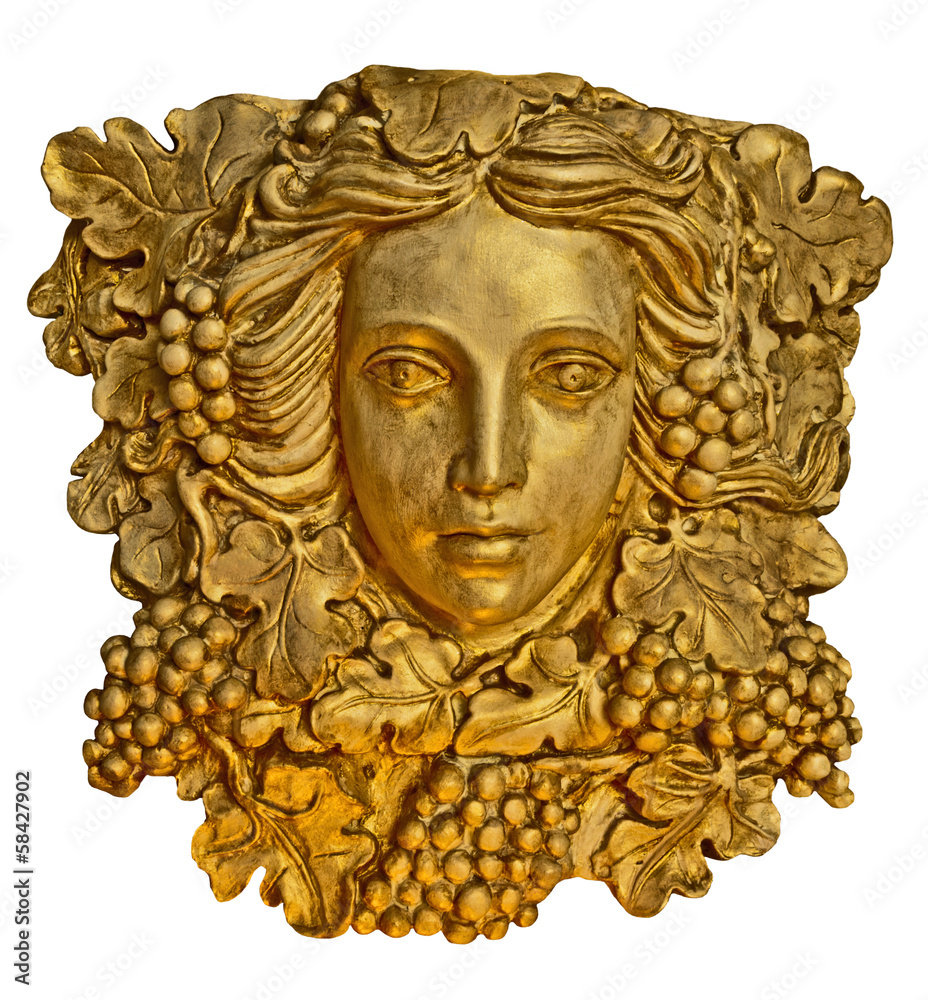 Golden bust head of a Greek maiden Statue