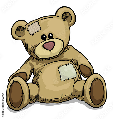 Hand drawn teddy bear isolated on white