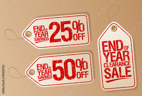 End of year clearance sale labels.