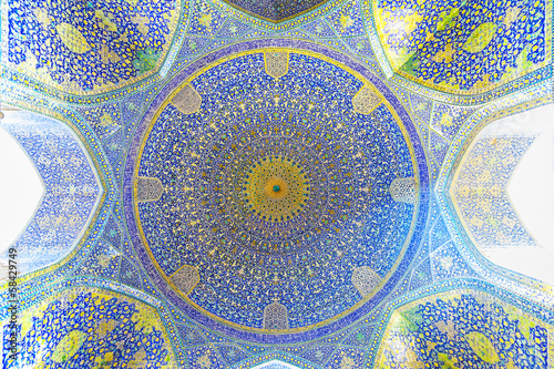 The interior view of the Imam Mosque in Isfahan, Iran