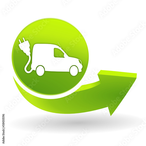véhicule utilitaire électrique sur symbole vert