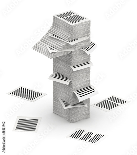 Number 1 from pages paper stacks font 3d isometry