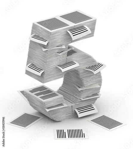 Number 5 from pages paper stacks font 3d isometry