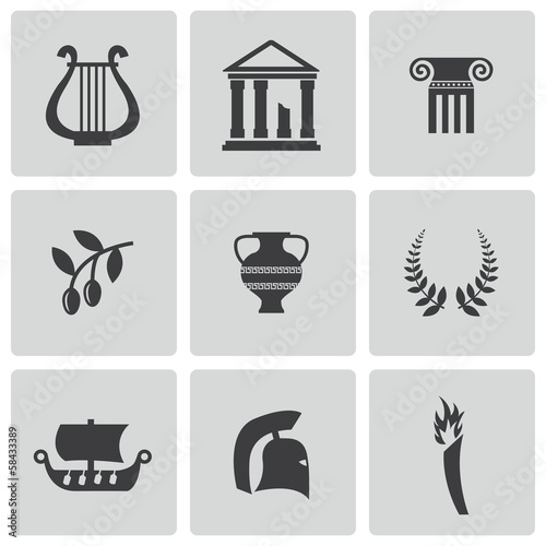 Vector black greece icons set