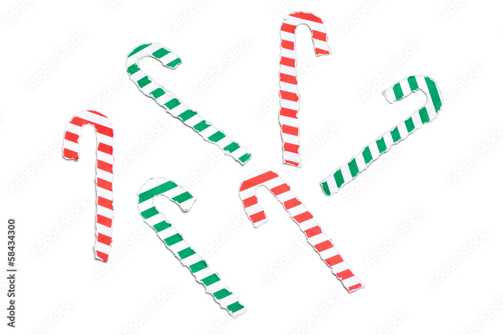 Obraz premium Assorted Candy Canes, Paper Tear, Christmas Ornaments