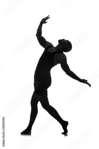 silhouette of male dancer isolated on white