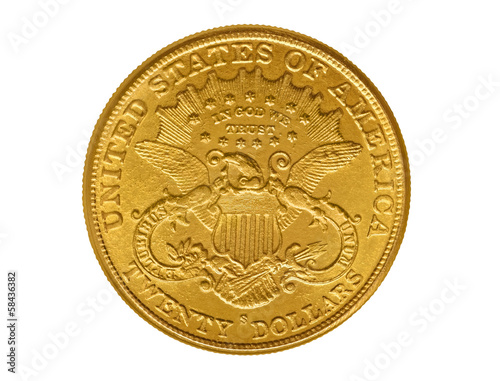 Twenty dollars gold coin from 1882