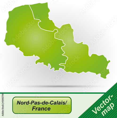 Nord-Pas-de-Calais mit Grenzen in Grün