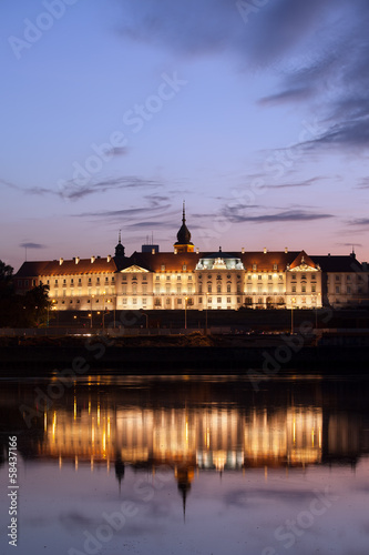 Royal Castle and Vistula River at Twilight in Warsaw #58437166