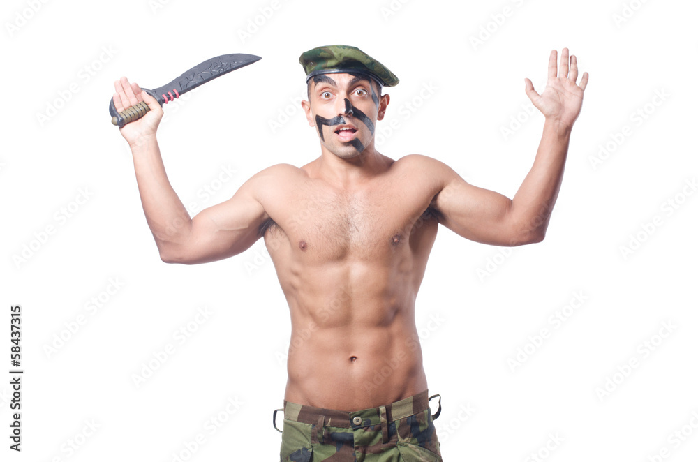 Soldier isolated on the white background Soldier isolated on the white background