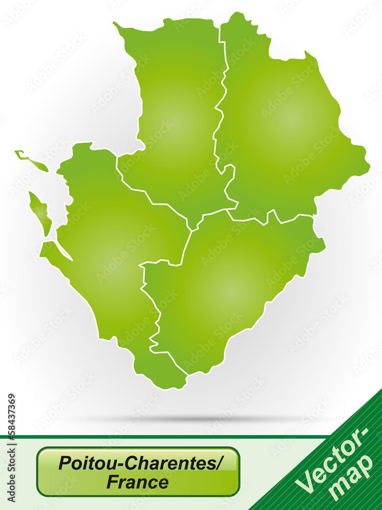 Grenzkarte von Poitou-Charentes mit Grenzen in Grün