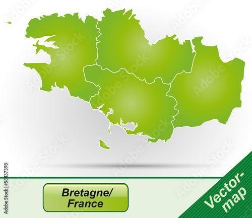 Grenzkarte der Bretagne mit Grenzen in Grün