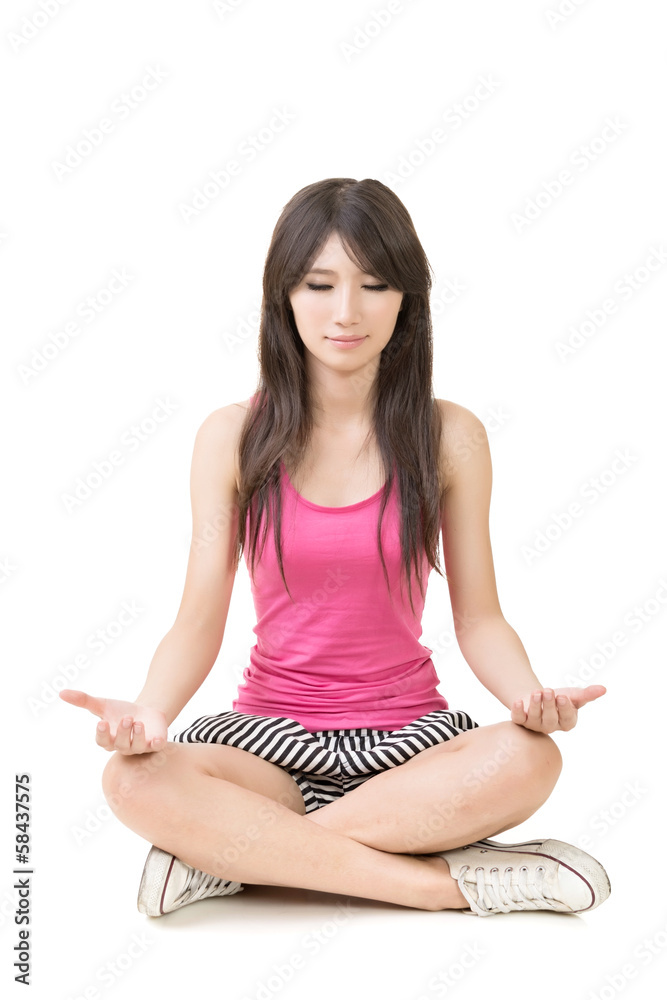 Portrait of a beautiful asian woman in yoga pose Portrait of a beautiful asian woman in yoga pose
