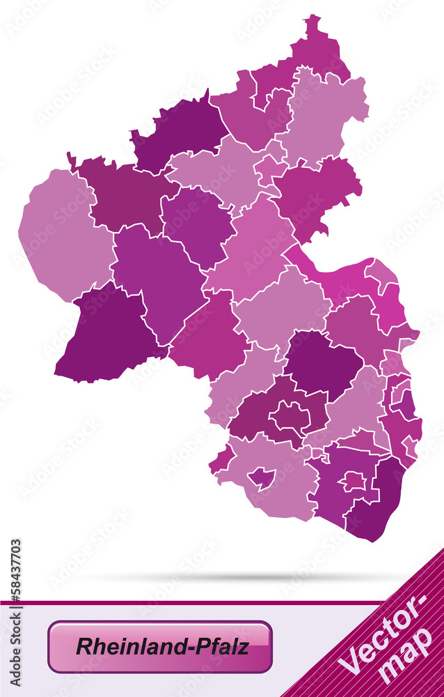 Rheinland-Pfalz mit Grenzen in Violett