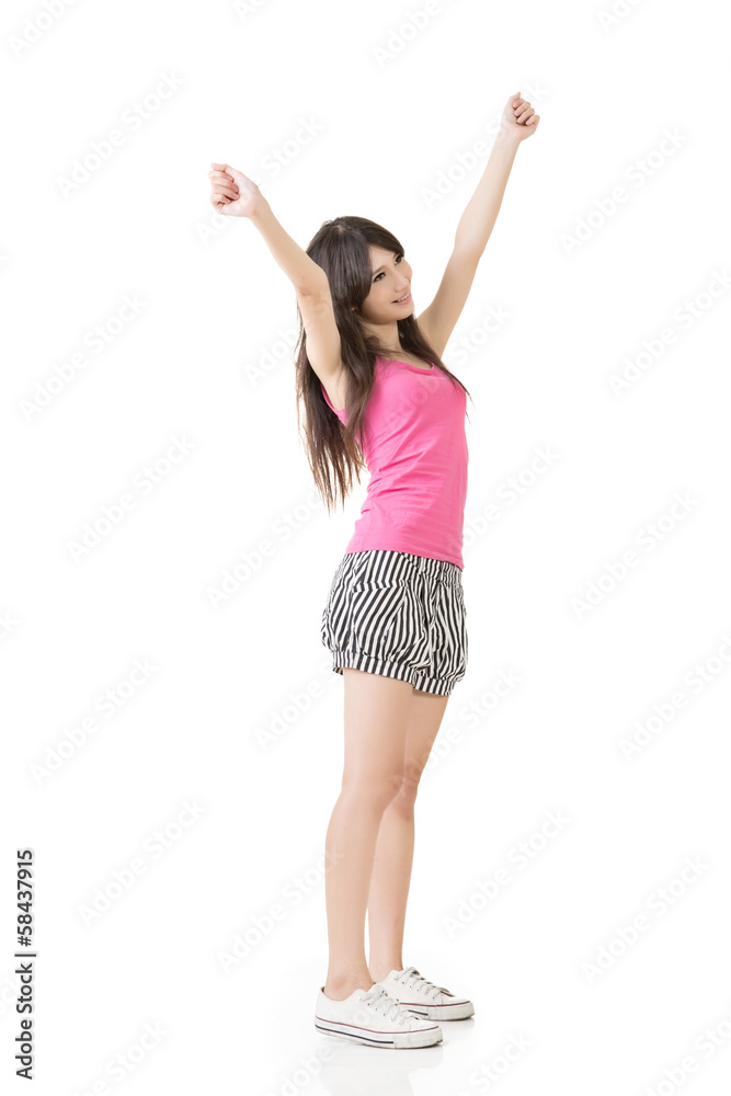 Asian woman stretch arms and feel free Asian woman stretch arms and feel free