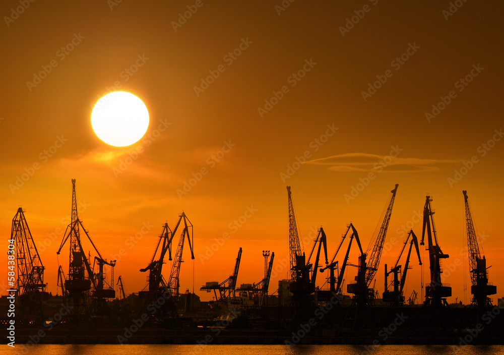Sunset over the port Sunset over the port