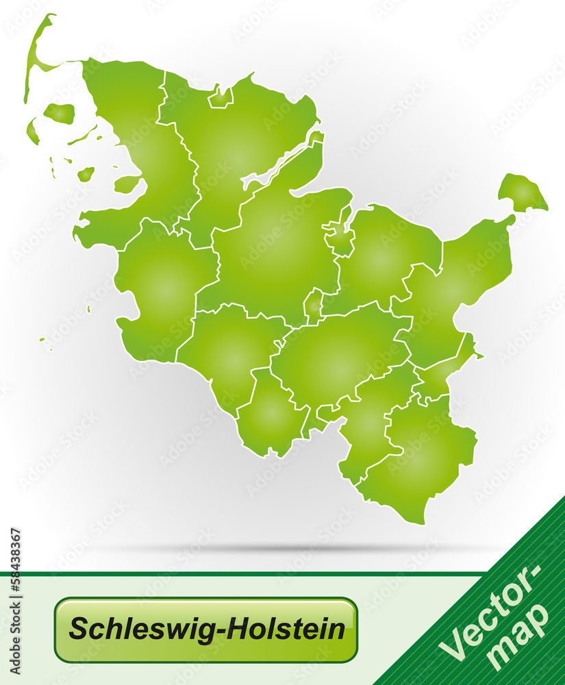 Schleswig-Holstein mit Grenzen in Grün