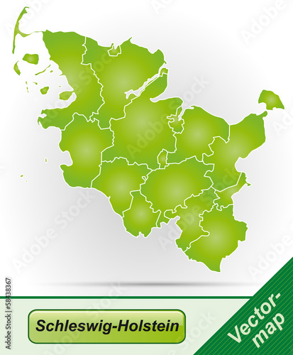 Schleswig-Holstein mit Grenzen in Grün