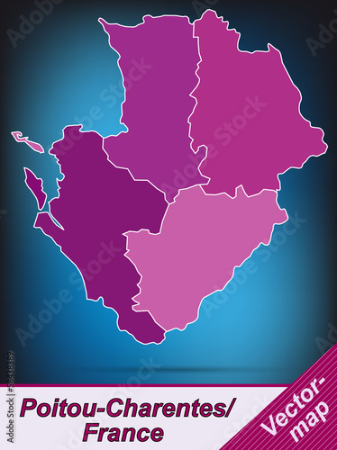 Poitou-Charentes mit Grenzen in Violett