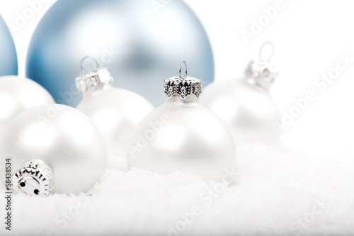 Christmas bauble with copy space, on on white background