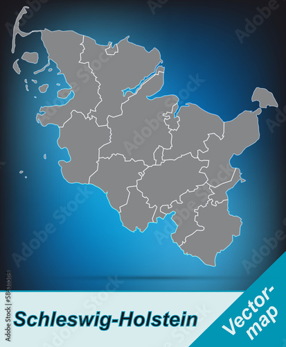 Schleswig-Holstein mit Grenzen in leuchtend grau