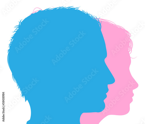 Couple faces silhouettes