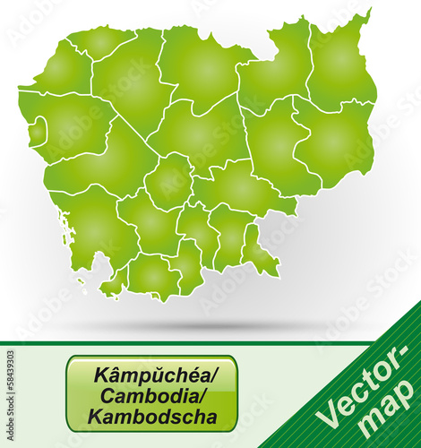 Kambodscha mit Grenzen in Grün