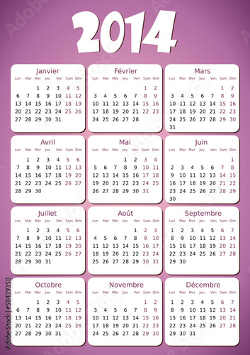 Calendrier 2014 simple - facilement éditable