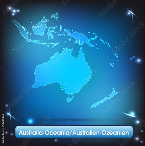 Australien-Ozeanien mit Grenzen in leuchtend