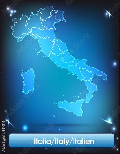 Italien mit Grenzen in leuchtend einfarbig