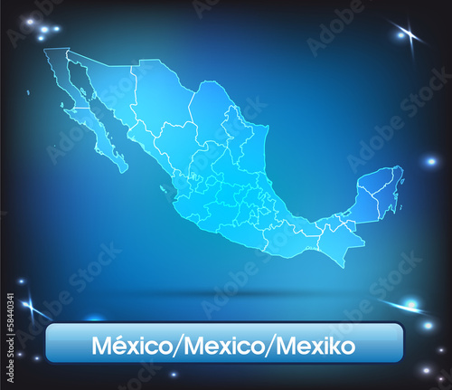 Mexiko mit Grenzen in leuchtend einfarbig