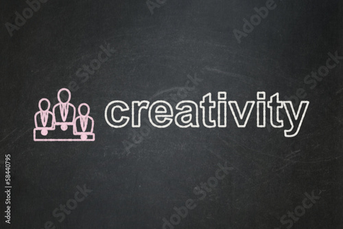 Advertising concept: Business Team and Creativity on chalkboard