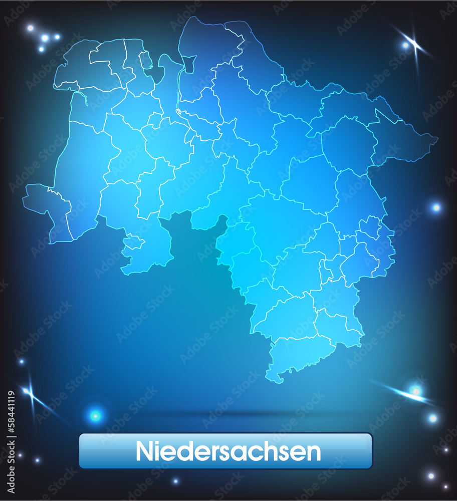 Niedersachsen mit Grenzen in leuchtend einfarbig