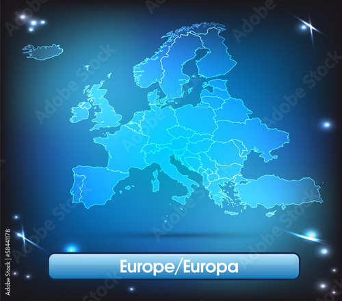 Europa mit Grenzen in leuchtend einfarbig