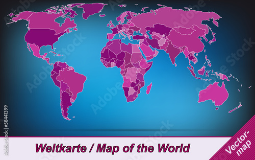 Weltkarte mit Grenzen in Violett