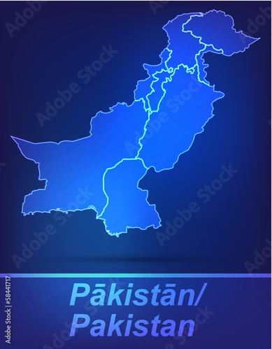 Pakistan mit Grenzen in einfarbig Scribble
