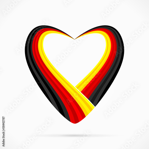 Abstract black red yellow heart ribbon flag