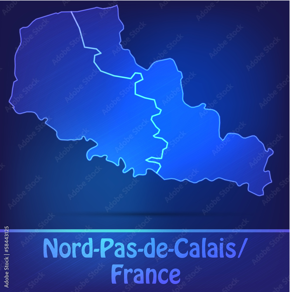 Nord-Pas-de-Calais mit Grenzen als Scribble