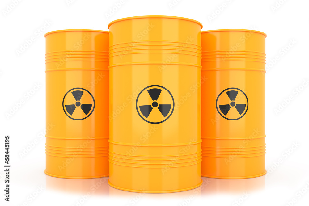 Yellow barrels with radioactive waste Yellow barrels with radioactive waste