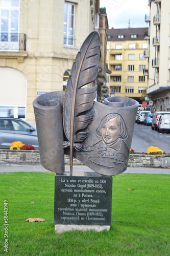 Monument to Nikolai Gogol in Vevey photo