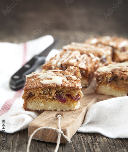 Cranberry, white chocolate and pecan squares
