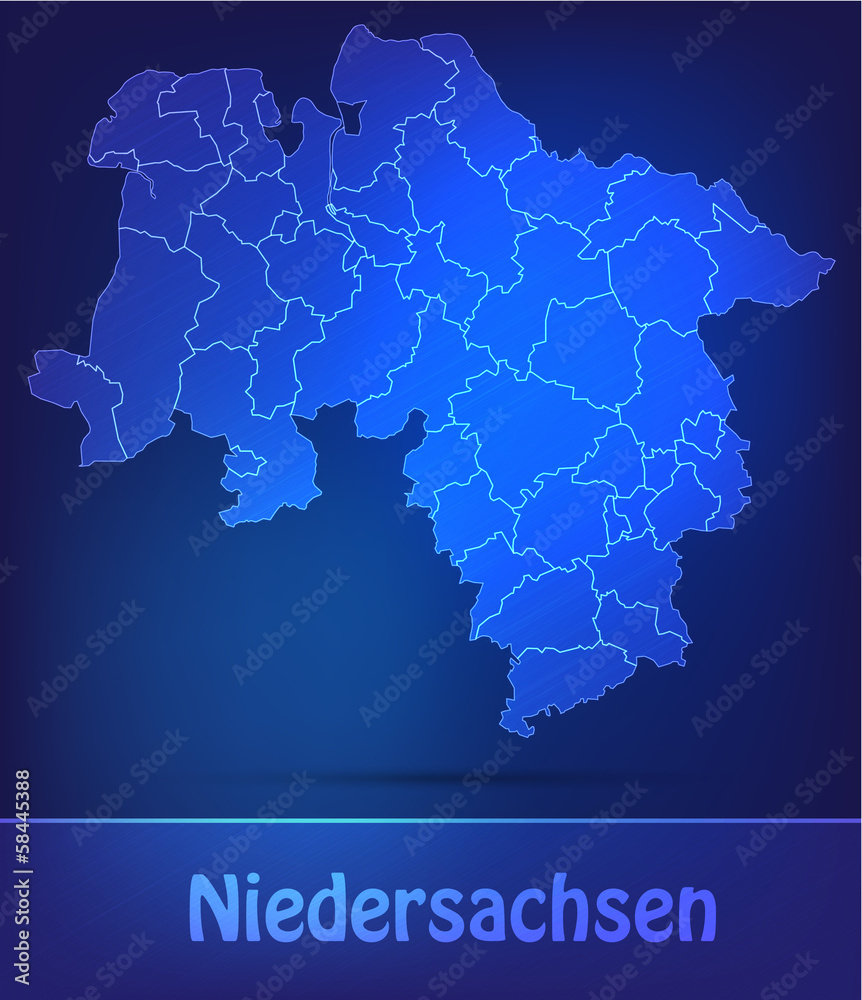 Niedersachsen mit Grenzen in einfarbig Scribble
